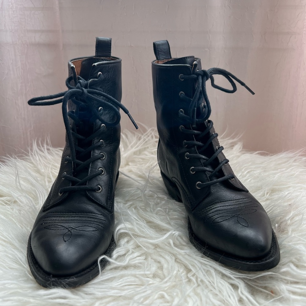 FRYE lace up black boots